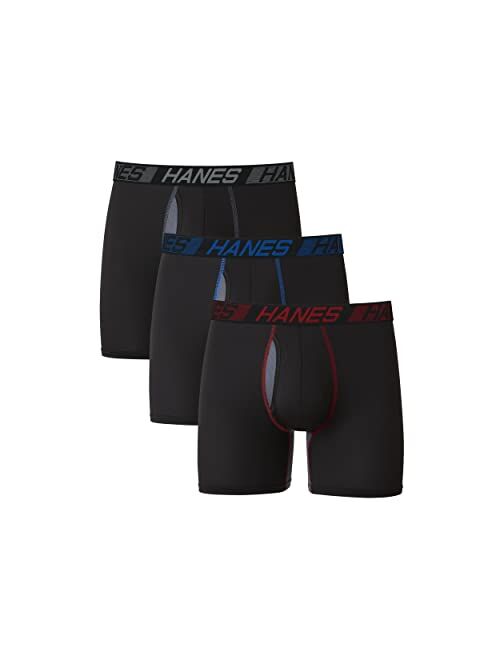 Hanes Total Support Pouch Men's Long Leg Boxer Briefs Pack, Anti-Chafing, Moisture-Wicking Underwear with Cooling (Trunks Available)