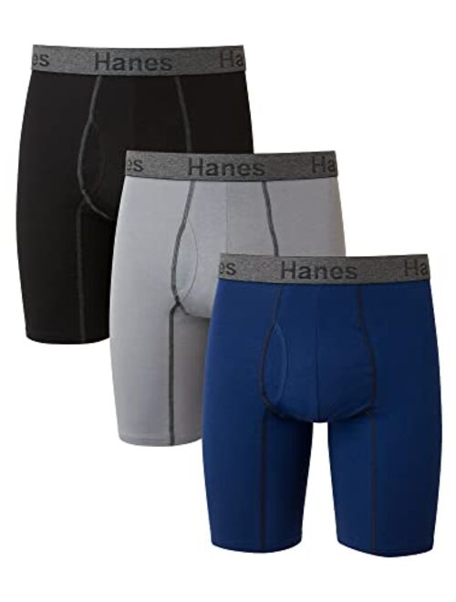 Hanes 3-Pack Long Leg Boxer Brief Comfort Flex Fit Ultra Soft Stretch Available in Regular