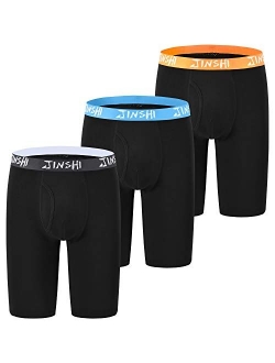 JINSHI Men's Underwear Extra Long Leg Boxer Briefs Inseam 8"-9" Performance Boxer