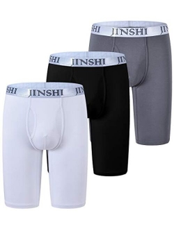 JINSHI Men's Underwear Extra Long Leg Boxer Briefs Inseam 8"-9" Performance Boxer