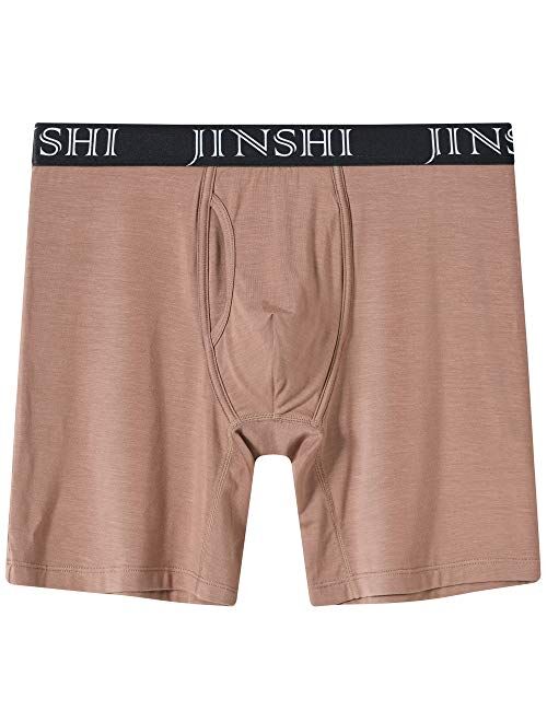 JINSHI Men's Boxer Briefs Comfortable Underwear Bamboo Long Leg Boxer Briefs Strtech Boxers 3-Pack