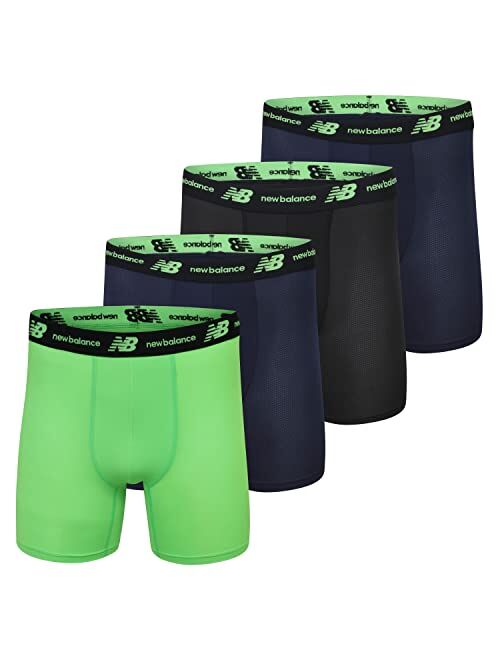 New Balance Men's Mesh 5" No-FLY Long Leg Boxer Brief (4-Pack)