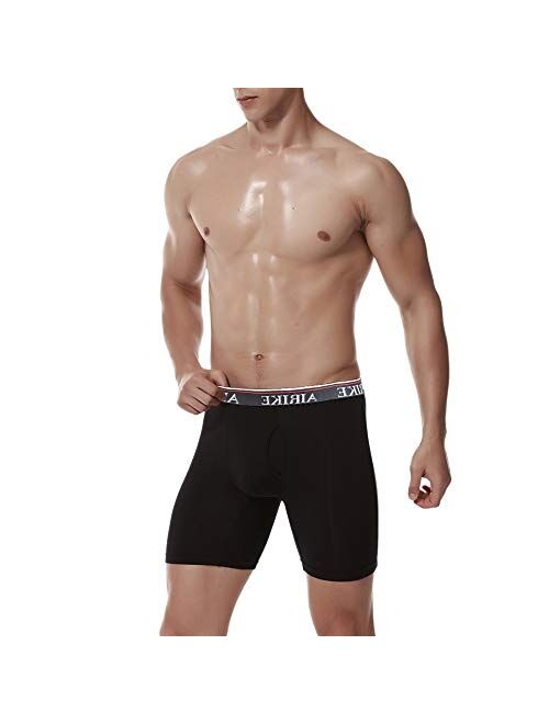 AIRIKE Boxer Briefs Men Pack Long Leg Soft Bamboo Black Underwear Big Size and Tall Underpants