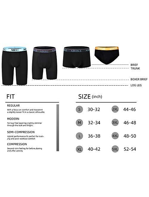 AIRIKE Boxer Briefs Men Pack Long Leg Soft Bamboo Black Underwear Big Size and Tall Underpants