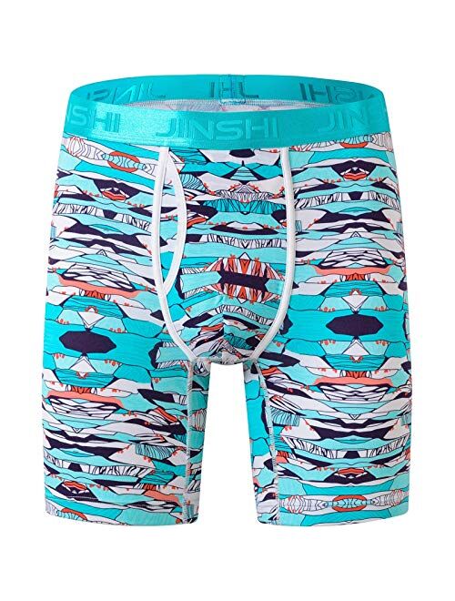 Js Collections JINSHI Mens Boxer Briefs Underwear No Ride up Long Leg Big and Tall Athletic Underpants for Men M L XL 2XL 3XL