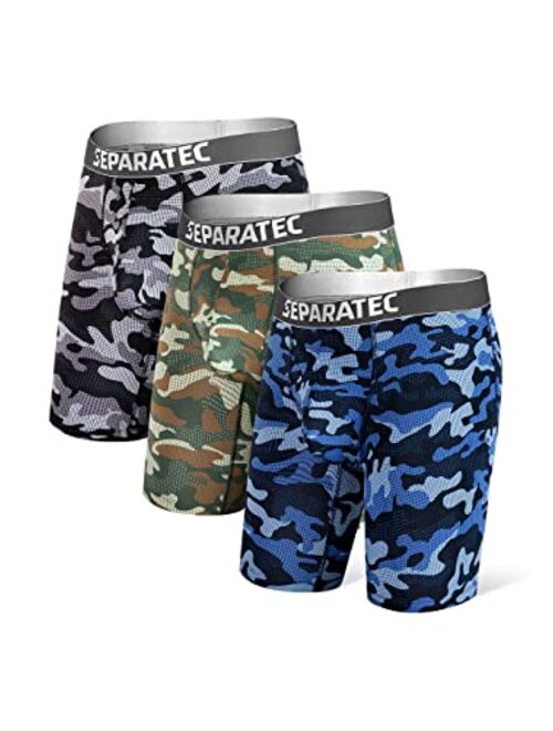 Separatec Men's Underwear long leg Active Sport Cool Dry Performance Boxer Briefs 3 Pack