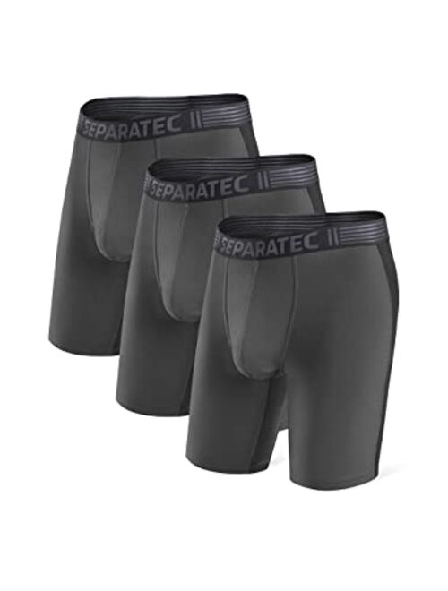 Separatec Men's Underwear long leg Active Sport Cool Dry Performance Boxer Briefs 3 Pack