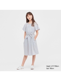 Gingham Short-Sleeve Dress For Girls