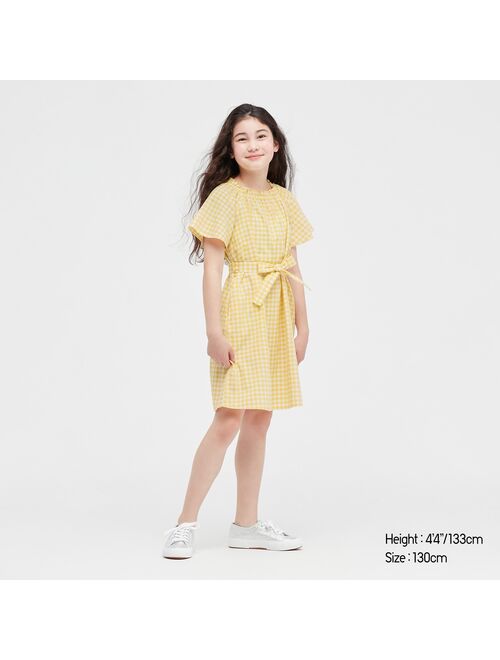 UNIQLO Gingham Short-Sleeve Dress For Girls