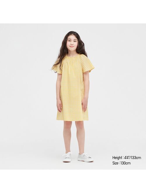 UNIQLO Gingham Short-Sleeve Dress For Girls