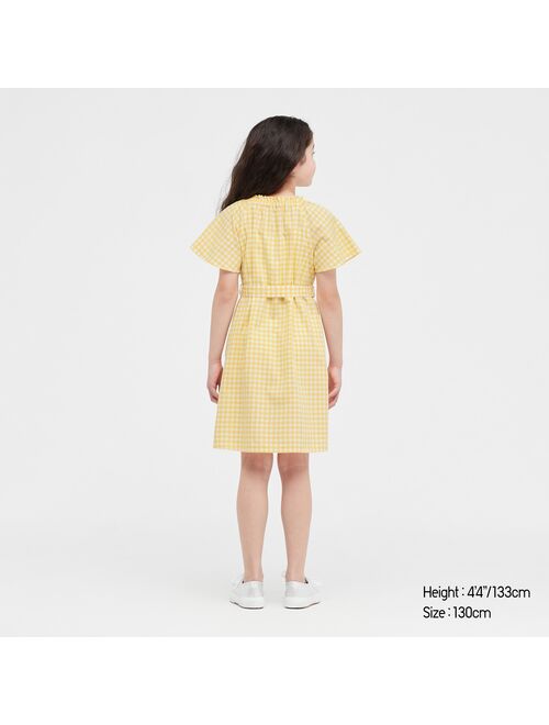 UNIQLO Gingham Short-Sleeve Dress For Girls