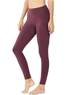 Womens Active Workout Full Length Cotton Leggings with Pockets (S-XL)