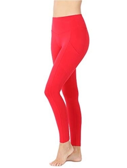 Womens Active Workout Full Length Cotton Leggings with Pockets (S-XL)