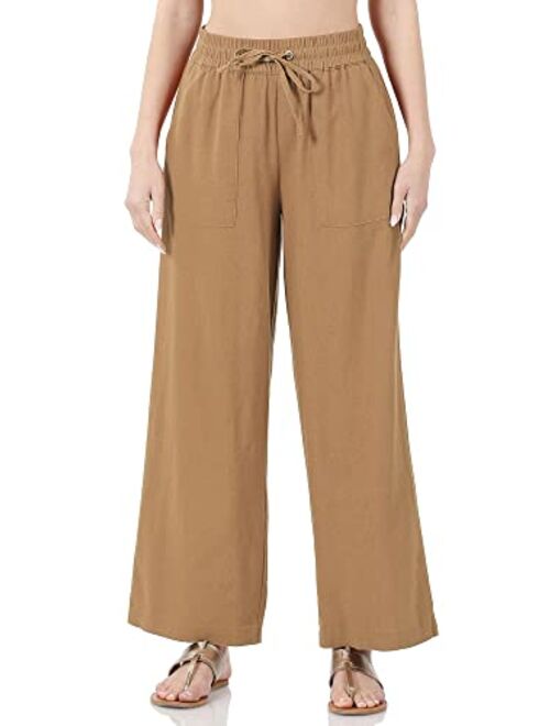 KOGMO Womens Casual Linen Pants with Waist Drawstring and Side Pockets