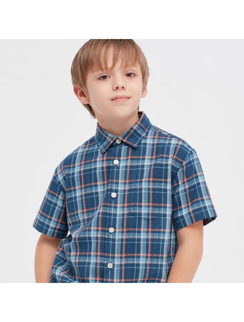 UNIQLO Polyester Checkered Short-Sleeve Shirts