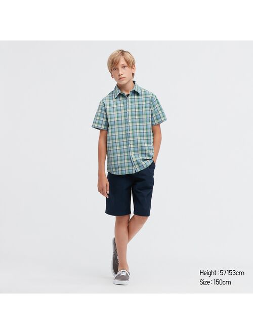 UNIQLO Polyester Checkered Short-Sleeve Shirts