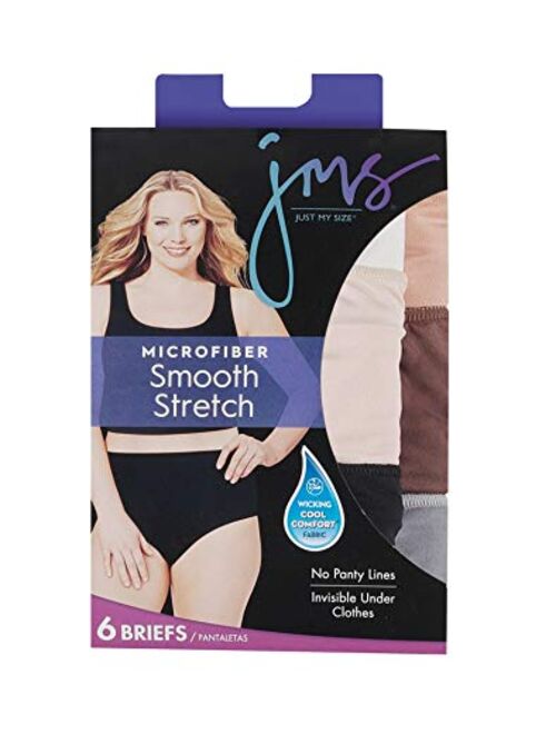 JUST MY SIZE Women's Plus Size Microfiber Brief 6-Pack