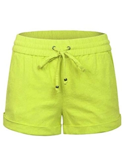 Womens Lightweight Linen Shorts with Drawstring (10 Colors)