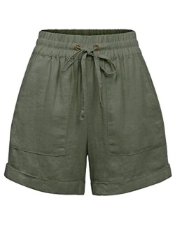 Womens Lightweight Linen Shorts with Drawstring (10 Colors)