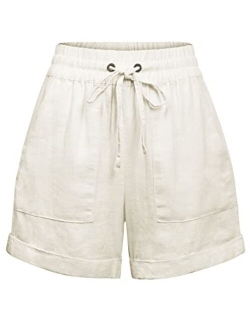 Womens Lightweight Linen Shorts with Drawstring (10 Colors)