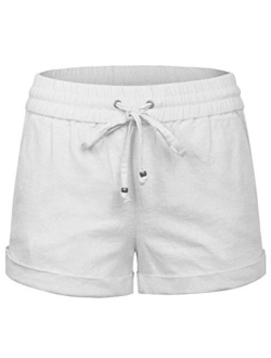 Womens Lightweight Linen Shorts with Drawstring (10 Colors)