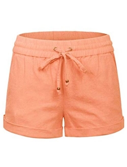 Womens Lightweight Linen Shorts with Drawstring (10 Colors)