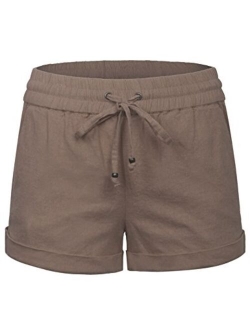 Womens Lightweight Linen Shorts with Drawstring (10 Colors)