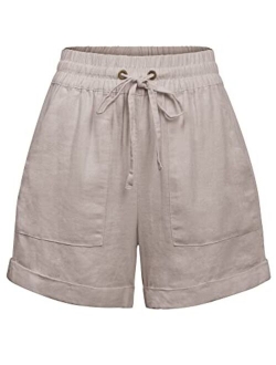 Womens Lightweight Linen Shorts with Drawstring (10 Colors)