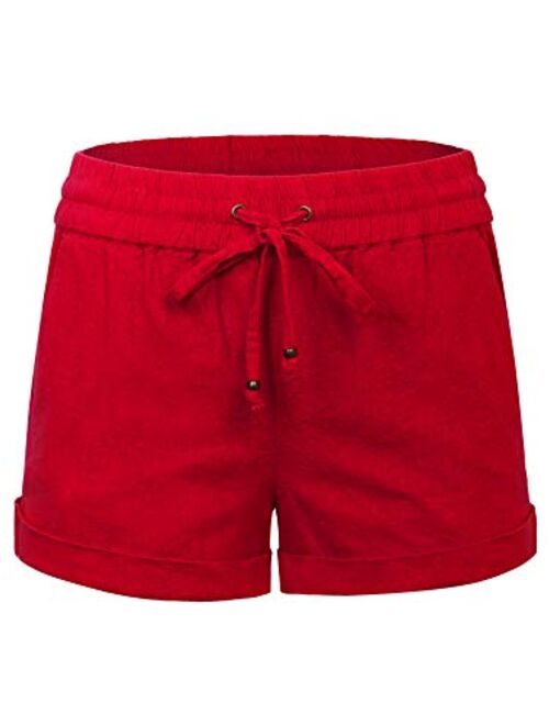 KOGMO Womens Lightweight Linen Shorts with Drawstring (10 Colors)