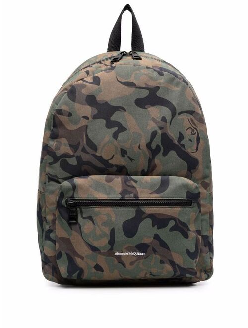 Alexander McQueen logo-print camouflage backpack