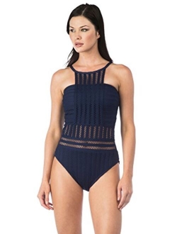 New York Women's High Neck Bandeau One Piece Swimsuit