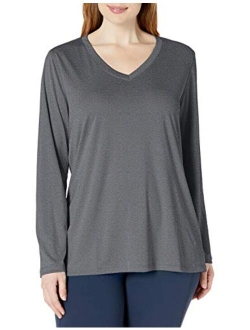 Women's Plus Size Active Cooldri Long Sleeve V-Neck Tee