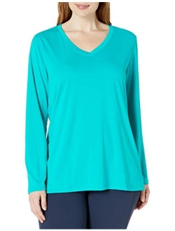 Women's Plus Size Active Cooldri Long Sleeve V-Neck Tee