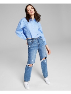 Puffed Cropped Poplin Shirt