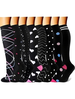 CHARMKING Women & Men Compression Socks for Nurse, Athletic, Running,Cycling circulation (8 Pairs)15-20 mmHg is Best Support for