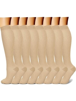 CHARMKING Women & Men Compression Socks for Nurse, Athletic, Running,Cycling circulation (8 Pairs)15-20 mmHg is Best Support for