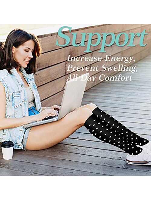 Blueenjoy Copper Compression Socks For Nursing, Running, Hiking, Recovery & Flight Socks - Women & Men Circulation(6 pairs)