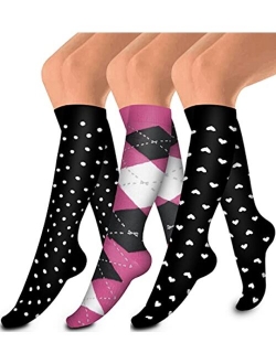 Laite Hebe Medical Compression Sock Best for Nursing, Running, Athletic Sports -Women and Men Circulation (3 Pairs)