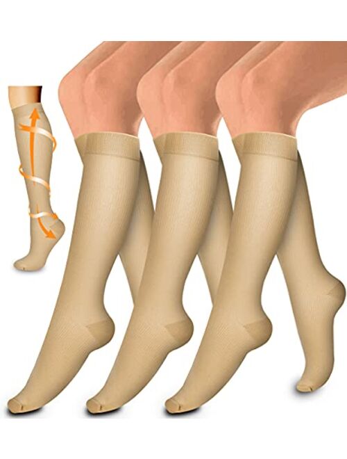 Laite Hebe Medical Compression Sock Best for Nursing, Running, Athletic Sports -Women and Men Circulation (3 Pairs)