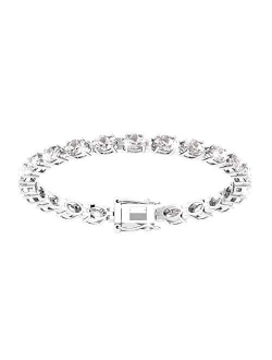 Belinda Jewelz Womens Classic 925 Sterling Silver Oval Gemstone Tennis Bracelet