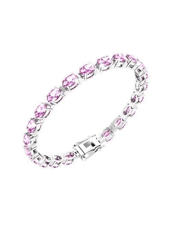 Belinda Jewelz Womens Classic 925 Sterling Silver Oval Gemstone Tennis Bracelet