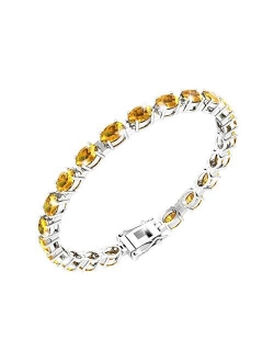 Belinda Jewelz Womens Classic 925 Sterling Silver Oval Gemstone Tennis Bracelet