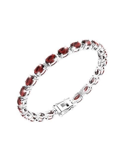 Belinda Jewelz Womens Classic 925 Sterling Silver Oval Gemstone Tennis Bracelet