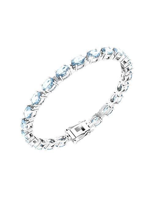 Belinda Jewelz Womens Classic 925 Sterling Silver Oval Gemstone Tennis Bracelet