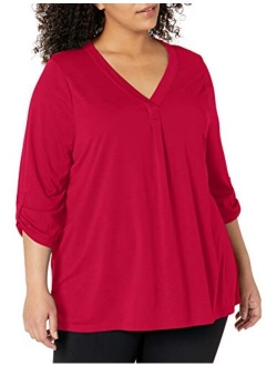 Women's Plus Size Rolled Sleeve Tunic