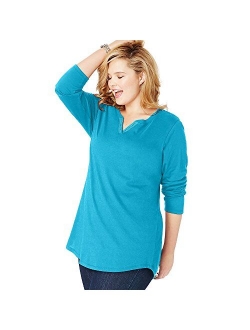 Women's Plus Size Rolled Sleeve Tunic