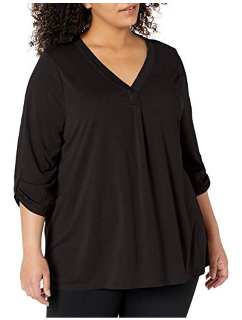 JUST MY SIZE Women's Plus Size Rolled Sleeve Tunic