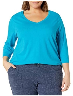 Size Women's Plus Sizeflowy 3/4 Sleeve V-Neck Top