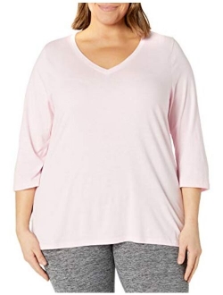 Size Women's Plus Sizeflowy 3/4 Sleeve V-Neck Top