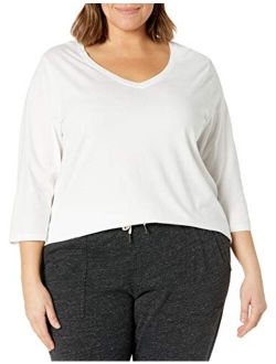 Size Women's Plus Sizeflowy 3/4 Sleeve V-Neck Top